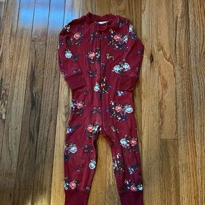 Hanna Andersson Maroon Red Floral Kids Organic Cotton Pajamas 80 (18-24)